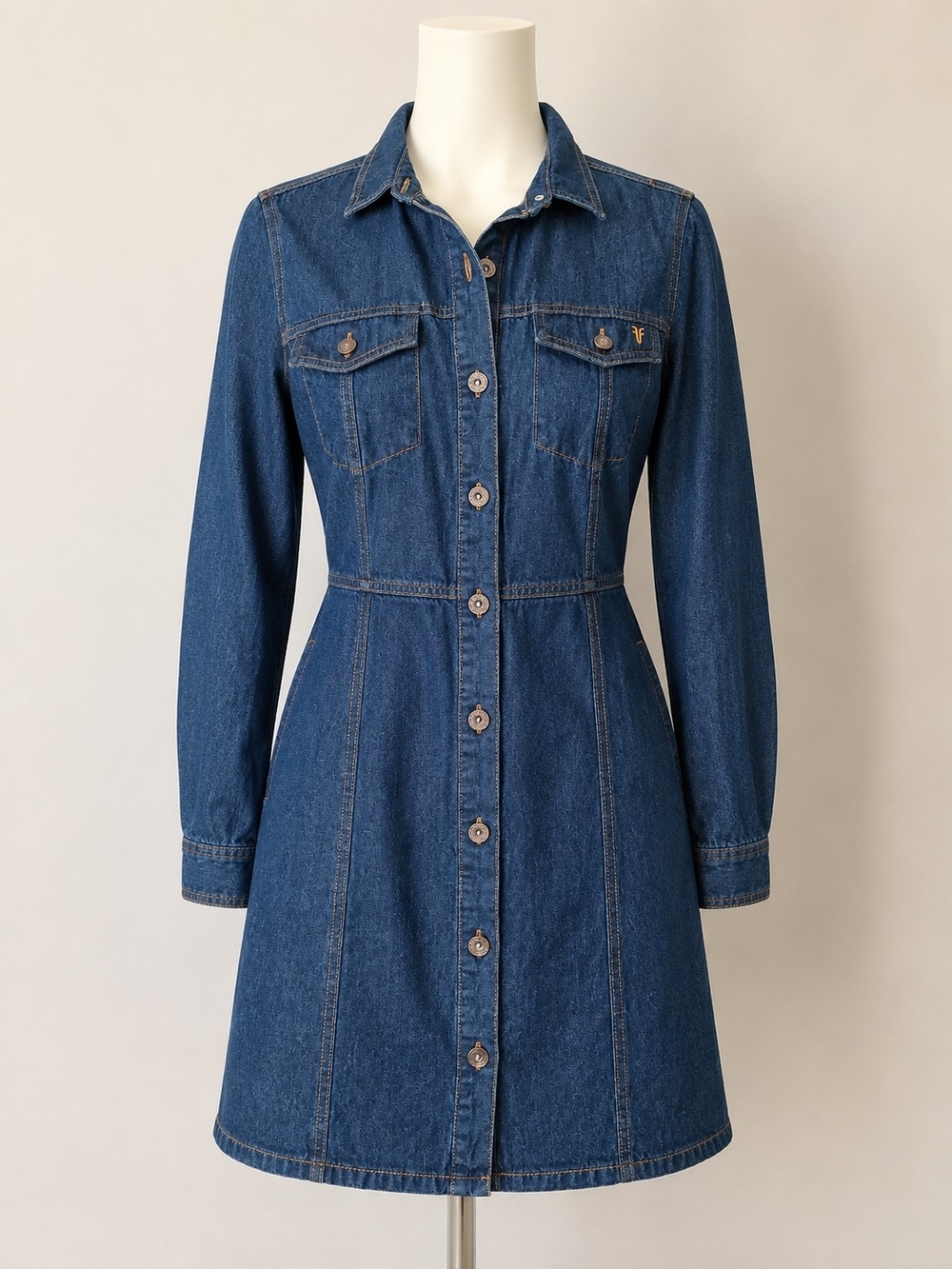 Frye Women's Denim Shirt Dress Medium Blue Western Fall Cotton Size Medium
